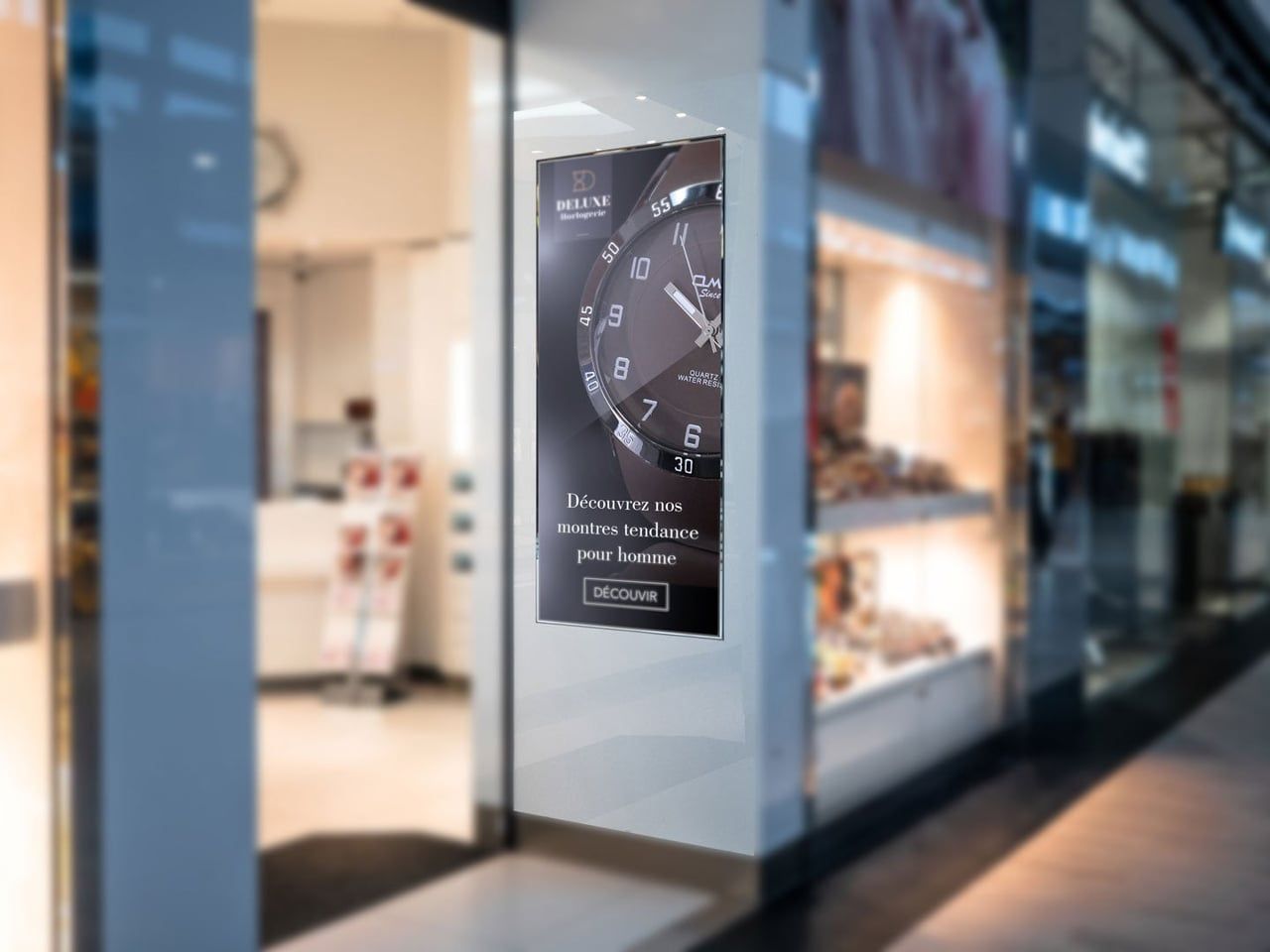 Un écran dynamique dans la vitrine d'un horloger