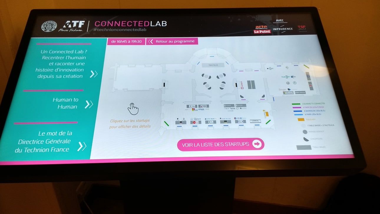 Borne tactile présentant le plan interactif du Technion Connected World