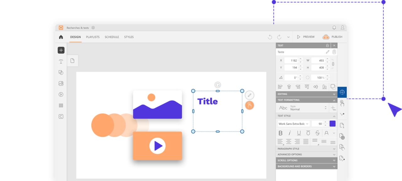 Aperçu de l'interface du logiciel Touchify Studio