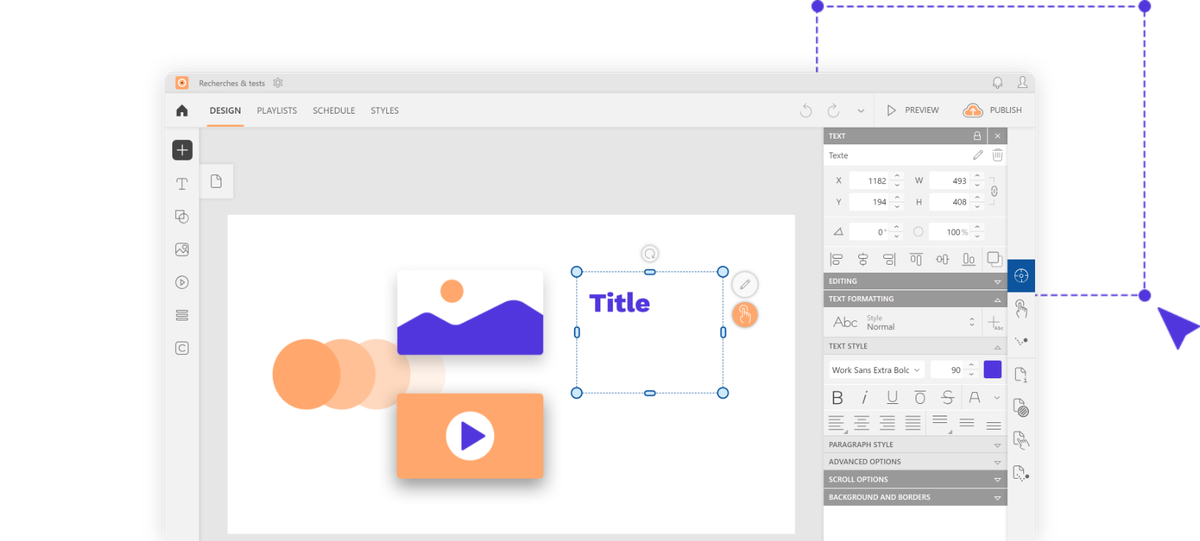 The Touchify studio, editing an interactive screen layout